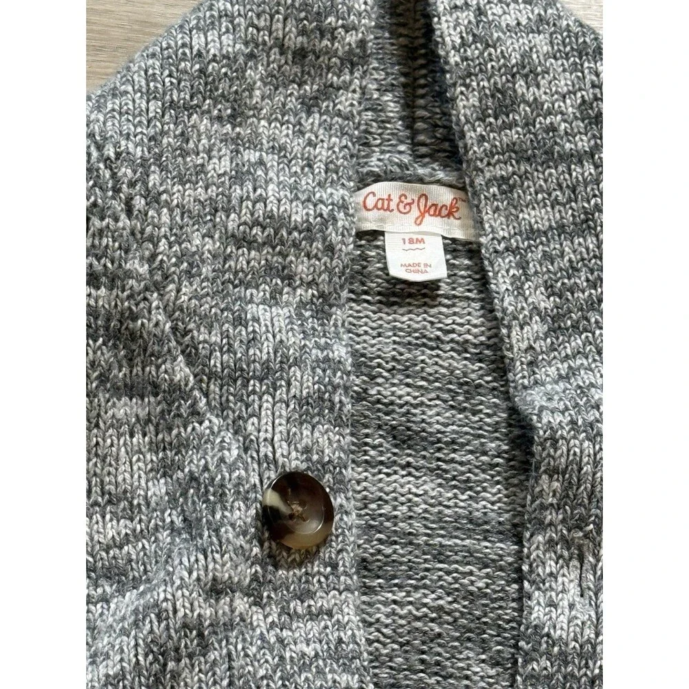 Cat & Jack 18M Toddler Cardigan Sweater Gray Stripe Button Front